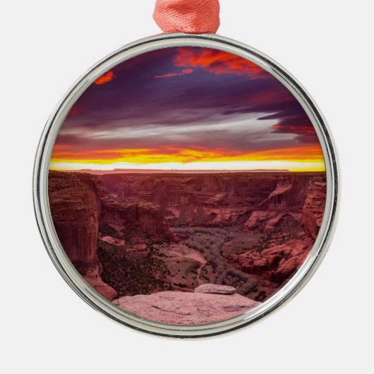Canyon de Chelly, zonsondergang, Arizona Metalen Ornament (Voorkant)