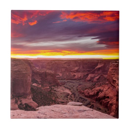 Canyon de Chelly, zonsondergang, Arizona Tegeltje (Voorkant)