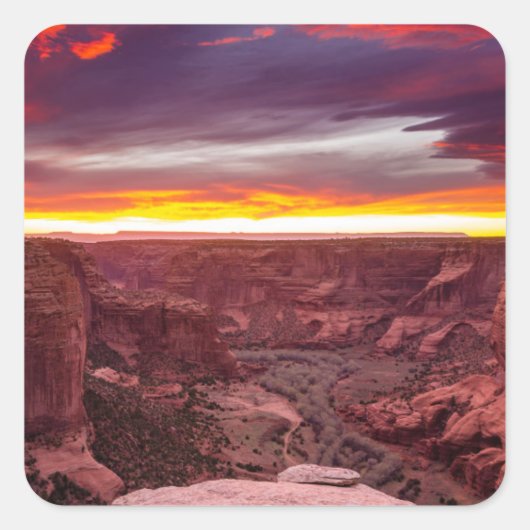 Canyon de Chelly, zonsondergang, Arizona Vierkante Sticker (Voorkant)