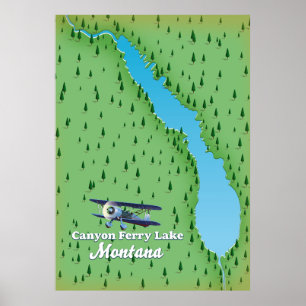 Canyon Ferry Lake Montana kaart Poster
