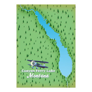 Canyon Ferry Lake Montana meerkaart Foto Afdruk