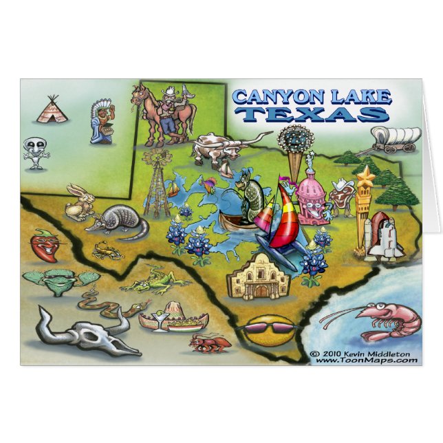 Canyon Lake TEXAS Map (Voorkant Horizontaal)