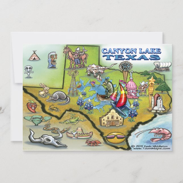 Canyon Lake TEXAS Map Kaart (Voorkant)