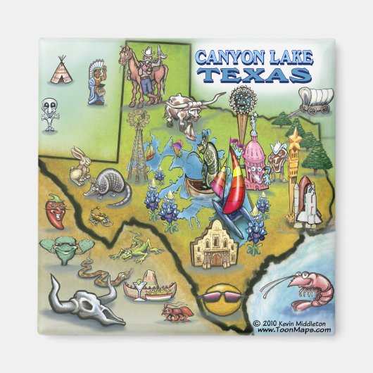 Canyon Lake TEXAS Map Magneet (Voorkant)