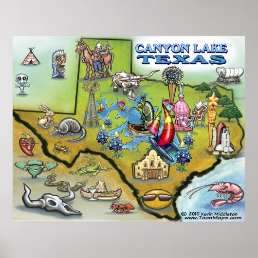Canyon Lake TEXAS Map Poster (Voorkant)