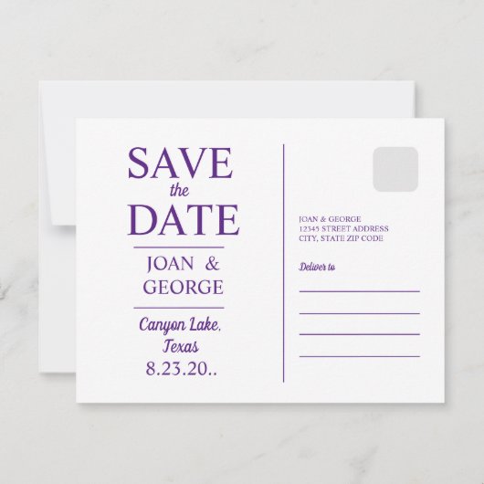 Canyon Lake, Texas, Reizen Briefkaart, Save The Date (Achterkant)