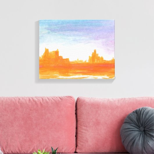 Canyon Landscape Oranje blauw Abstract schilderkun Canvas Afdruk (Insitu (Woonkamer))