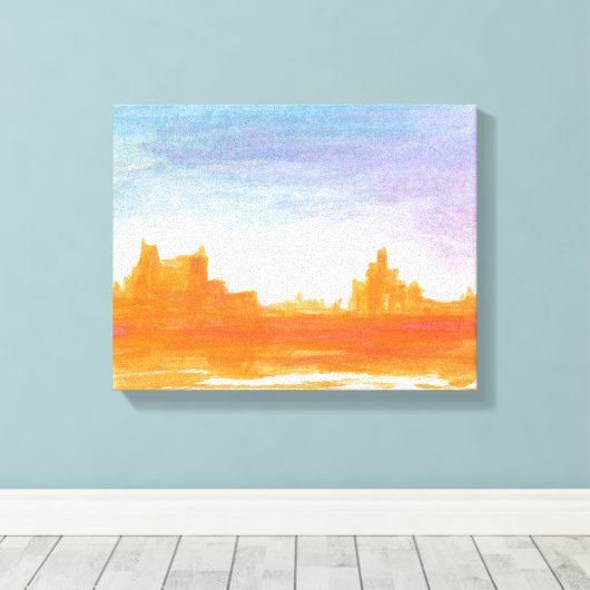 Canyon Landscape Oranje blauw Abstract schilderkun Canvas Afdruk (Insitu (Houten vloer))
