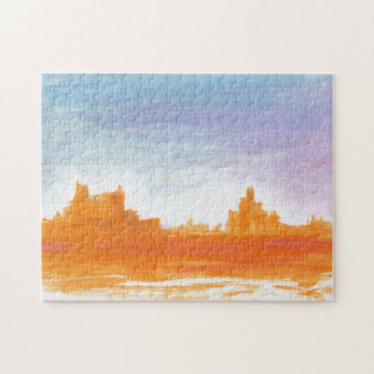 Canyon Landscape Oranje blauw Abstract schilderkun Legpuzzel (Horizontaal)
