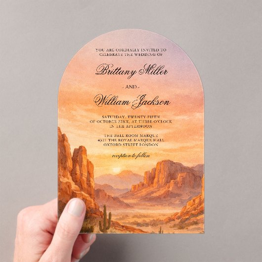 Canyon Mountain Desert Landscape Wedding  Acryl Uitnodigingen (Insitu (Draagbaar))