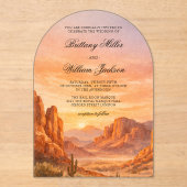 Canyon Mountain Desert Landscape Wedding  Acryl Uitnodigingen (Voorkant)