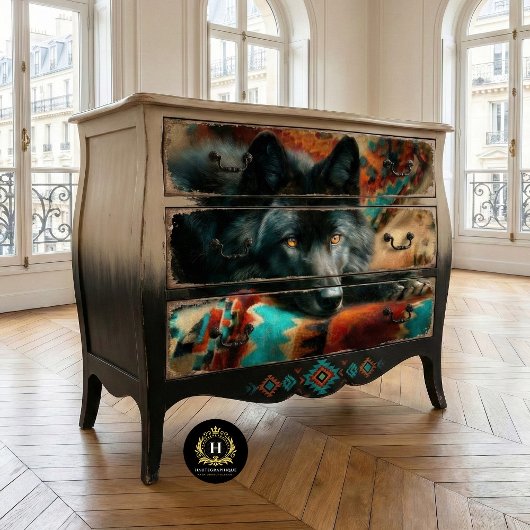 Canyon Night Black Wolf Portrait Tissuepapier