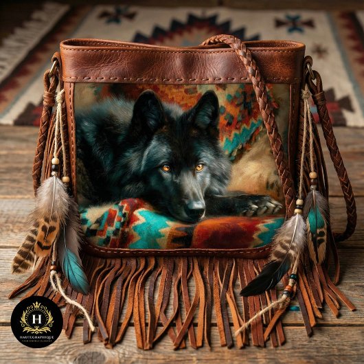 Canyon Night Black Wolf Portrait Tissuepapier