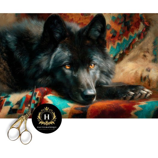 Canyon Night Black Wolf Portret Tissuepapier