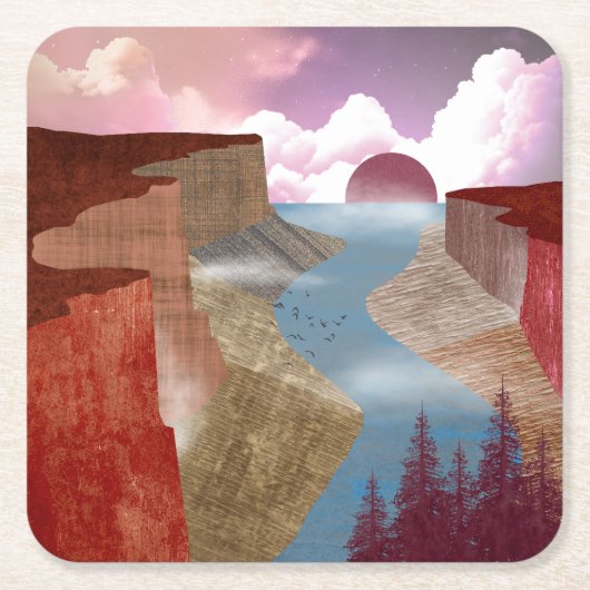 Canyon Ocean Landscape Kartonnen Onderzetters (Voorkant)