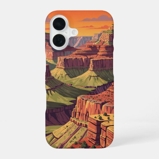 Canyon Retro bij Zonsondergang iPhone 16 Hoesje (Achterkant)