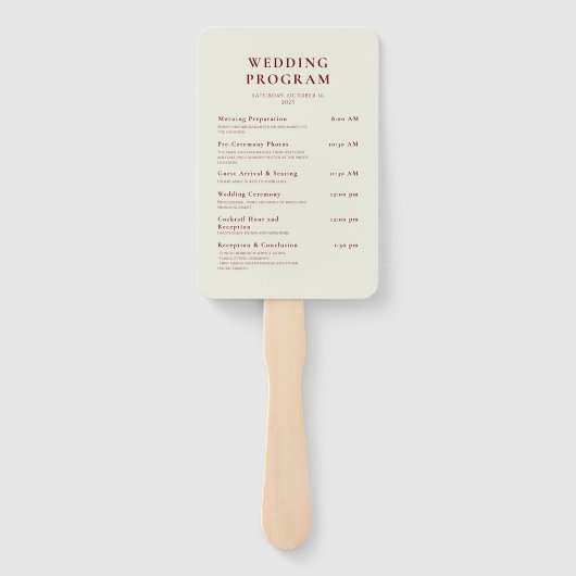 Canyon Roos minimalistische huwelijksprogramma's Handwaaier (Achterkant)