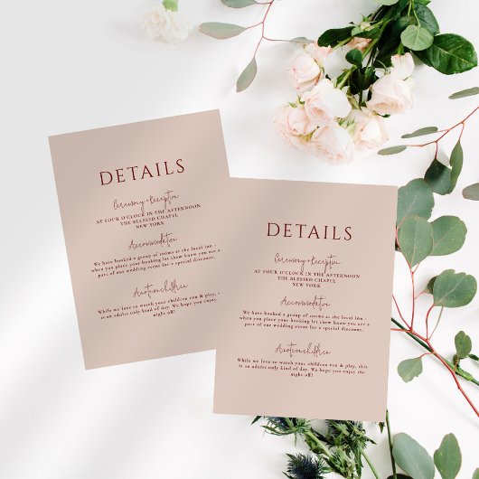 Canyon Roos Minimalistische Wedding Details Informatiekaartje