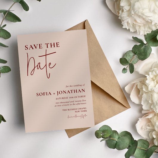 Canyon Rose Minimalistische Bruiloft Save The Date