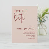 Canyon Rose Minimalistische Trouwdag Save The Date (Staand voorkant)