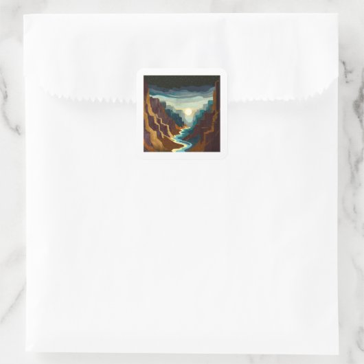 Canyon Sunset Landschap Vierkante Sticker (Tas)