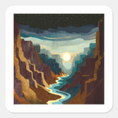 Canyon Sunset Landschap Vierkante Sticker (Voorkant)