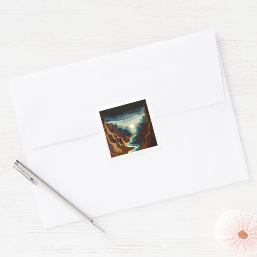 Canyon Sunset Landschap Vierkante Sticker (Envelop)