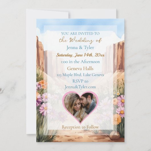 Canyon thema bruiloft Kaart (Voorkant)