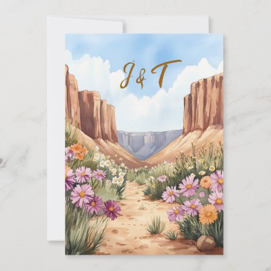 Canyon thema bruiloft Kaart (Achterkant)