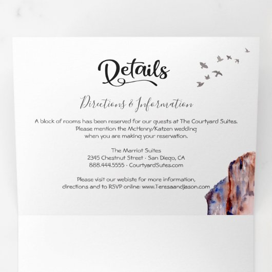 Canyon Wedding Tri-Fold Uitnodiging (Binnenzijde eerst)
