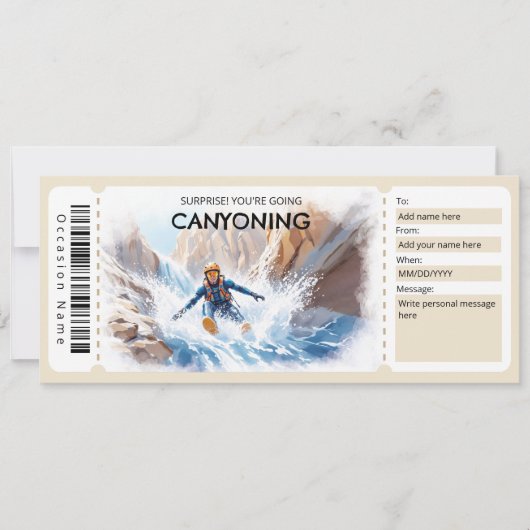 Canyoning Gift Ticket Kaart (Voorkant)