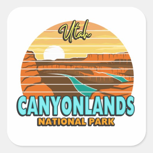 Canyonlands Moab Utah National Park Natuur buiten Vierkante Sticker (Voorkant)