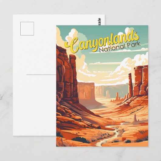 Canyonlands Nationaal Park Illustratie Retro Briefkaart (Voorkant / Achterkant)