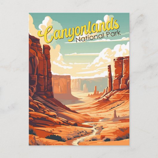 Canyonlands Nationaal Park Illustratie Retro Briefkaart (Voorkant)