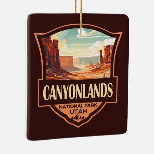 Canyonlands Nationaal Park Illustratie Retro Keramisch Ornament (Rechts)