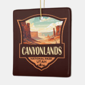Canyonlands Nationaal Park Illustratie Retro Keramisch Ornament (Links)