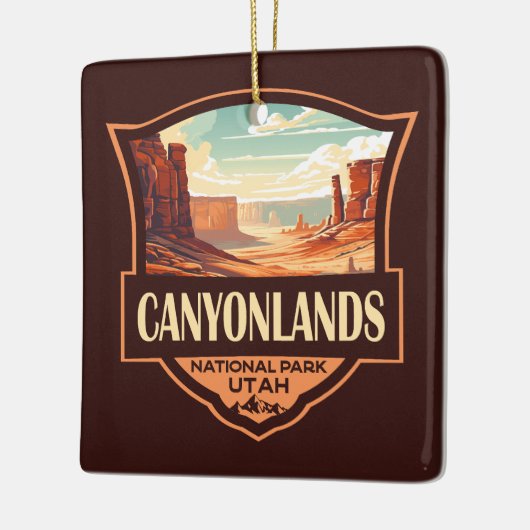 Canyonlands Nationaal Park Illustratie Retro Keramisch Ornament (Links)