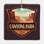 Canyonlands Nationaal Park Illustratie Retro Keramisch Ornament (Achterkant)