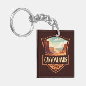Canyonlands Nationaal Park Illustratie Retro Sleutelhanger (Voorkant Links)