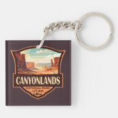 Canyonlands Nationaal Park Illustratie Retro Sleutelhanger (Achterkant)