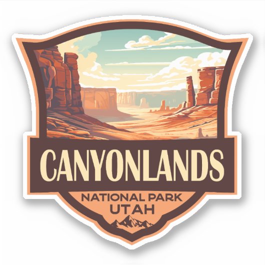 Canyonlands Nationaal Park Illustratie Retro Sticker (Voorkant)