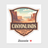 Canyonlands Nationaal Park Illustratie Retro Sticker (Vel)