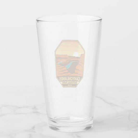 Canyonlands Nationaal Park Sunset Retro Emblem Glas (Achterkant)