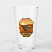 Canyonlands Nationaal Park Sunset Retro Emblem Glas (Voorkant)