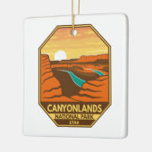 Canyonlands Nationaal Park Sunset Retro Emblem Keramisch Ornament (Links)
