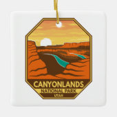 Canyonlands Nationaal Park Sunset Retro Emblem Keramisch Ornament (Voorkant)