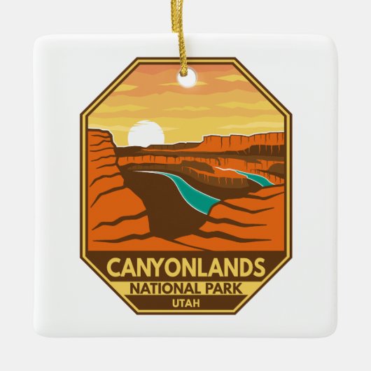 Canyonlands Nationaal Park Sunset Retro Emblem Keramisch Ornament (Voorkant)