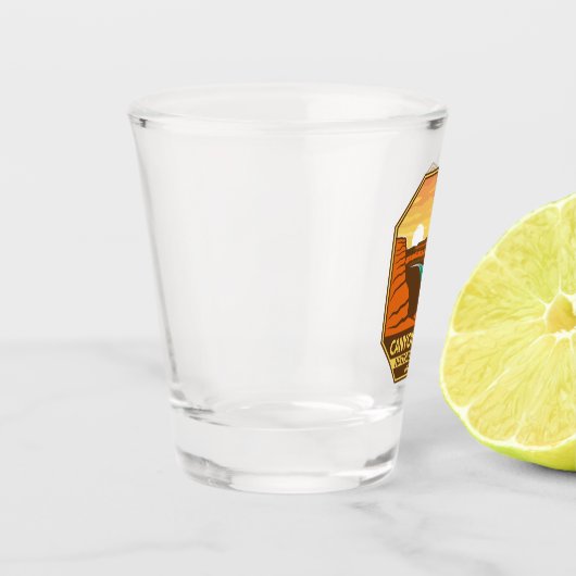 Canyonlands Nationaal Park Sunset Retro Emblem Shot Glas (Links)