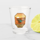 Canyonlands Nationaal Park Sunset Retro Emblem Shot Glas (Voorkant)