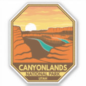 Canyonlands Nationaal Park Sunset Retro Emblem Sticker (Voorkant)